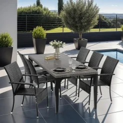 tectake 2 tuinstoelen - Wickerstoel Girona, stapelbaar, draagkracht 120 kg Clearance