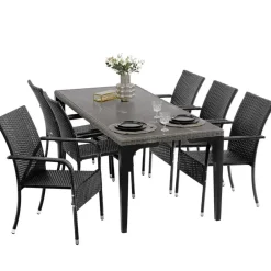 tectake 2 tuinstoelen - Wickerstoel Girona, stapelbaar, draagkracht 120 kg Clearance