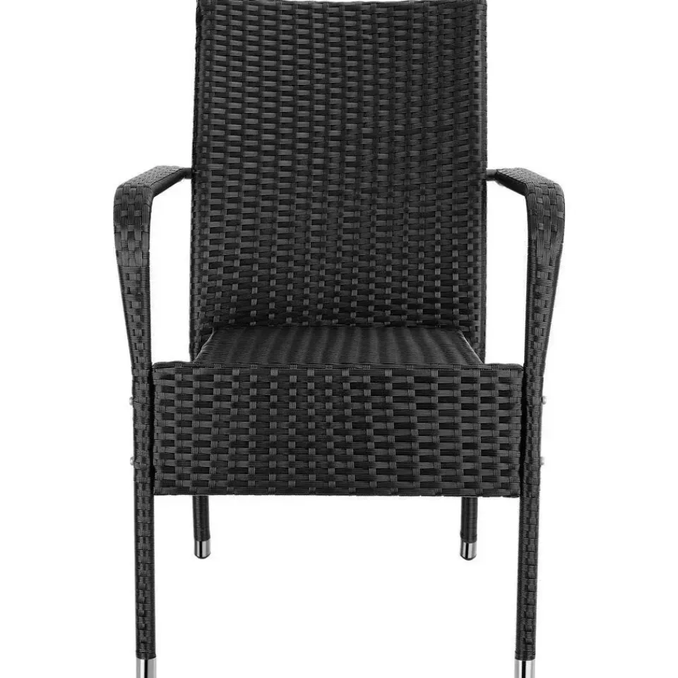 tectake 2 tuinstoelen - Wickerstoel Girona, stapelbaar, draagkracht 120 kg Clearance