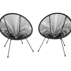 tectake 2 tuinstoelen Santana in Acapulco-design, Zwart Online