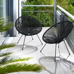 tectake 2 tuinstoelen Santana in Acapulco-design, Zwart Online