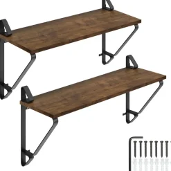 tectake 2 wandplanken Irvine, Industrieel Hout Donker, Rustiek Discount