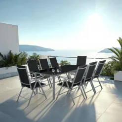 tectake Aluminium tuinset 8+1 - Antraciet Outlet