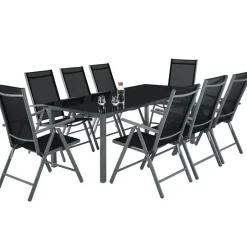 tectake Aluminium tuinset 8+1 - Antraciet Outlet