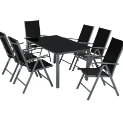 tectake Aluminium tuinset 6+1 - Antraciet Clearance