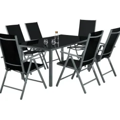 tectake Aluminium tuinset 6+1 - Antraciet Clearance