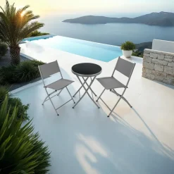 tectake Balkonset Düsseldorf 2+1, Grijs Sale