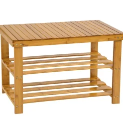 tectake Bamboe schoenenbank met 2 niveaus en bank 70x28x45,5cm, Bruin Best