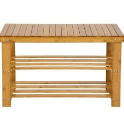 tectake Bamboe schoenenbank met 2 niveaus en bank 70x28x45,5cm, Bruin Best