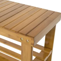 tectake Bamboe schoenenbank met 2 niveaus en bank 70x28x45,5cm, Bruin Best