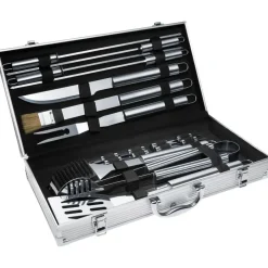 tectake Barbecue bestek van roestvrij staal 18-delig, Grijs