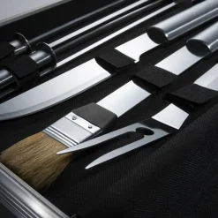 tectake Barbecue bestek van roestvrij staal 18-delig, Grijs