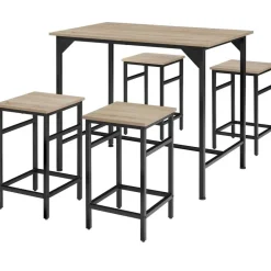 tectake Bartafelset Edinburgh 4+1, Industrieel Licht Hout, Eiken Sonoma Clearance