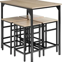 tectake Bartafelset Edinburgh 4+1, Industrieel Licht Hout, Eiken Sonoma Clearance