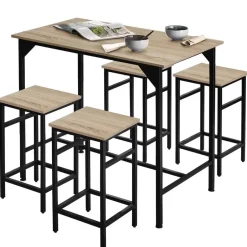 tectake Bartafelset Edinburgh 4+1, Industrieel Licht Hout, Eiken Sonoma Clearance