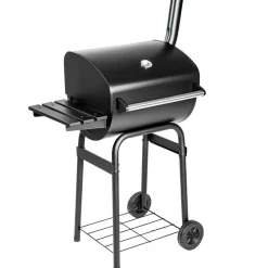 tectake BBQ Barbecue Smoker met deksel en thermometer, Zwart Outlet