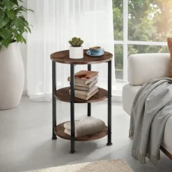 tectake Bijzettafel Colchester 40x61cm, Industrieel Hout Donker, Rustiek Online
