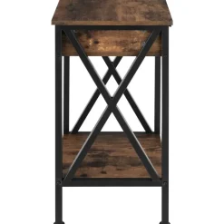 tectake Bijzettafel Dayton 35x35x70,5cm, Industrieel Hout Donker, Rustiek Clearance