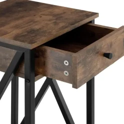 tectake Bijzettafel Dayton 35x35x70,5cm, Industrieel Hout Donker, Rustiek Clearance