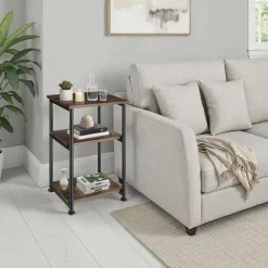 tectake Bijzettafel Memphis 34x30x59cm, Industrieel Hout Donker, Rustiek Clearance