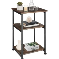 tectake Bijzettafel Memphis 34x30x59cm, Industrieel Hout Donker, Rustiek Clearance