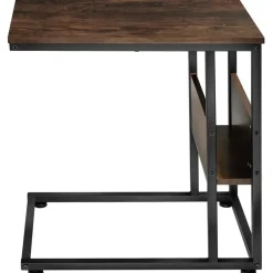 tectake Bijzettafel Wigan 55x36,5x60cm, Industrieel Hout Donker, Rustiek Clearance