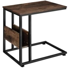 tectake Bijzettafel Wigan 55x36,5x60cm, Industrieel Hout Donker, Rustiek Clearance