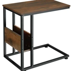 tectake Bijzettafel Wigan 55x36,5x60cm, Industrieel Hout Donker, Rustiek Clearance