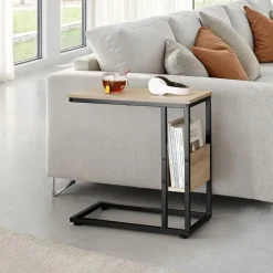 tectake Bijzettafel Wigan 55x36,5x60cm, Industrieel Licht Hout, Eiken Sonoma Clearance