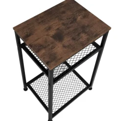 tectake Bijzettafel York 45,5x36x75,5cm, Industrieel Hout Donker, Rustiek Discount