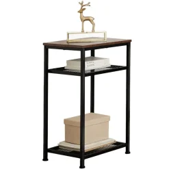 tectake Bijzettafel York 45,5x36x75,5cm, Industrieel Hout Donker, Rustiek Discount