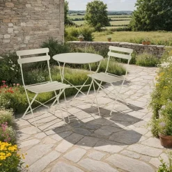 tectake Bistrotafel set Frieda, inklapbaar voor 2 personen, Crème Online