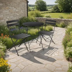 tectake Bistrotafel set Frieda, inklapbaar voor 2 personen, Zwart Best