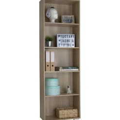 tectake Boekenrek Lexi 5 vakken 60x30x190cm, Licht Hout, Eiken Sonoma Online
