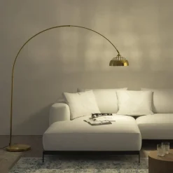 tectake Booglamp Arcus, staal, retro-stijl, 60W, Goud Online