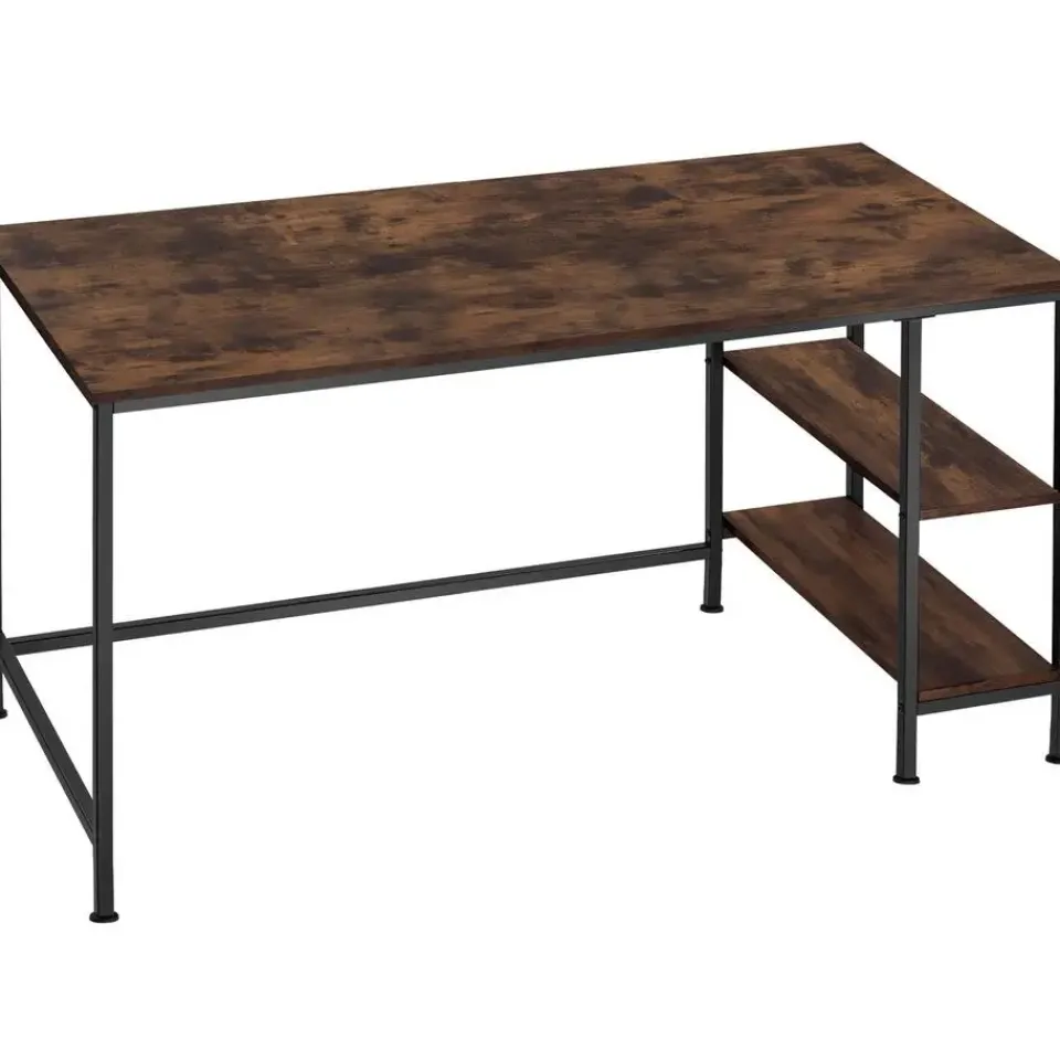 tectake Bureau Donegal 140x60x76,5cm, Industrieel Hout Donker, Rustiek
