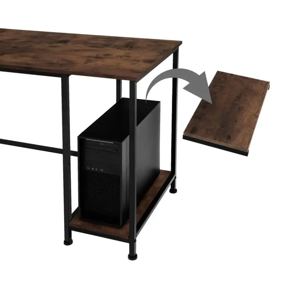 tectake Bureau Donegal 140x60x76,5cm, Industrieel Hout Donker, Rustiek