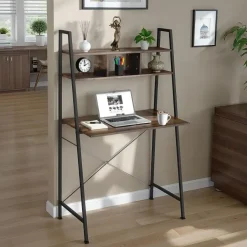 tectake Bureau Exeter 85,5x46,5x140cm, Industrieel Hout Donker, Rustiek Outlet