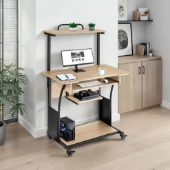 tectake Bureau Fife 80x65,5x130,5cm, Industrieel Licht Hout, Eiken Sonoma New