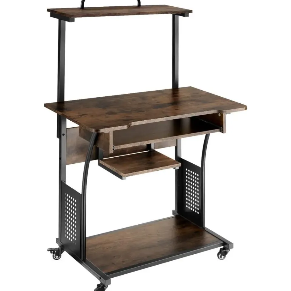 tectake Bureau Fife 80x65,5x130,5cm, Industrieel Hout Donker, Rustiek Sale