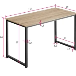 tectake Bureau Flint, Industrieel Licht Hout, Eiken Sonoma Clearance