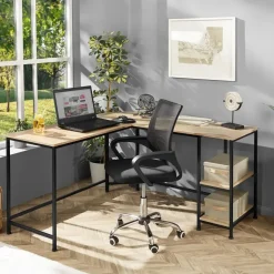 tectake Bureau Hamilton 138x138x75,5cm, Industrieel Licht Hout, Eiken Sonoma Hot