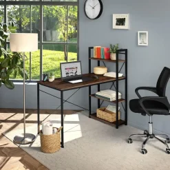 tectake Bureau Hershey 122x61x120cm, Industrieel Hout Donker, Rustiek Best