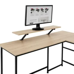 tectake Bureau Melrose 140x130x76,5cm, Industrieel Licht Hout, Eiken Sonoma Clearance