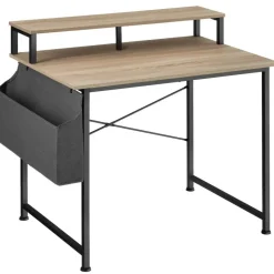 tectake Bureau met plank en organizer, Industrieel Licht Hout, Eiken Sonoma New
