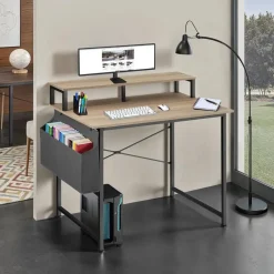 tectake Bureau met plank en organizer, Industrieel Licht Hout, Eiken Sonoma New