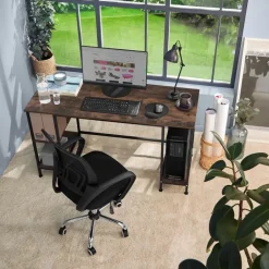 tectake Bureau Stoke 137x55x75cm, Industrieel Hout Donker, Rustiek Online