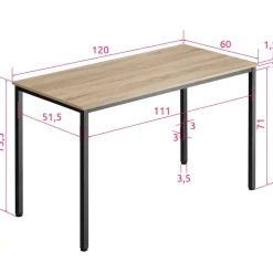 tectake Bureau Vanport 120x60x75,5cm, Industrieel Licht Hout, Eiken Sonoma Clearance
