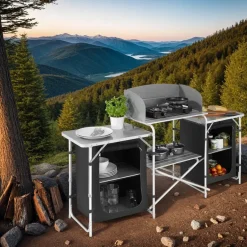 tectake Campingkeuken 172x52x104cm, Zwart Online