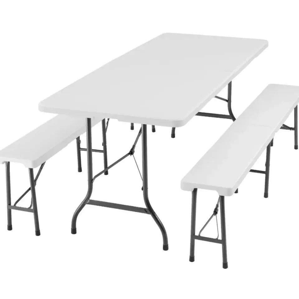 tectake Campingtafelset Panja wit opvouwbaar, Wit Clearance